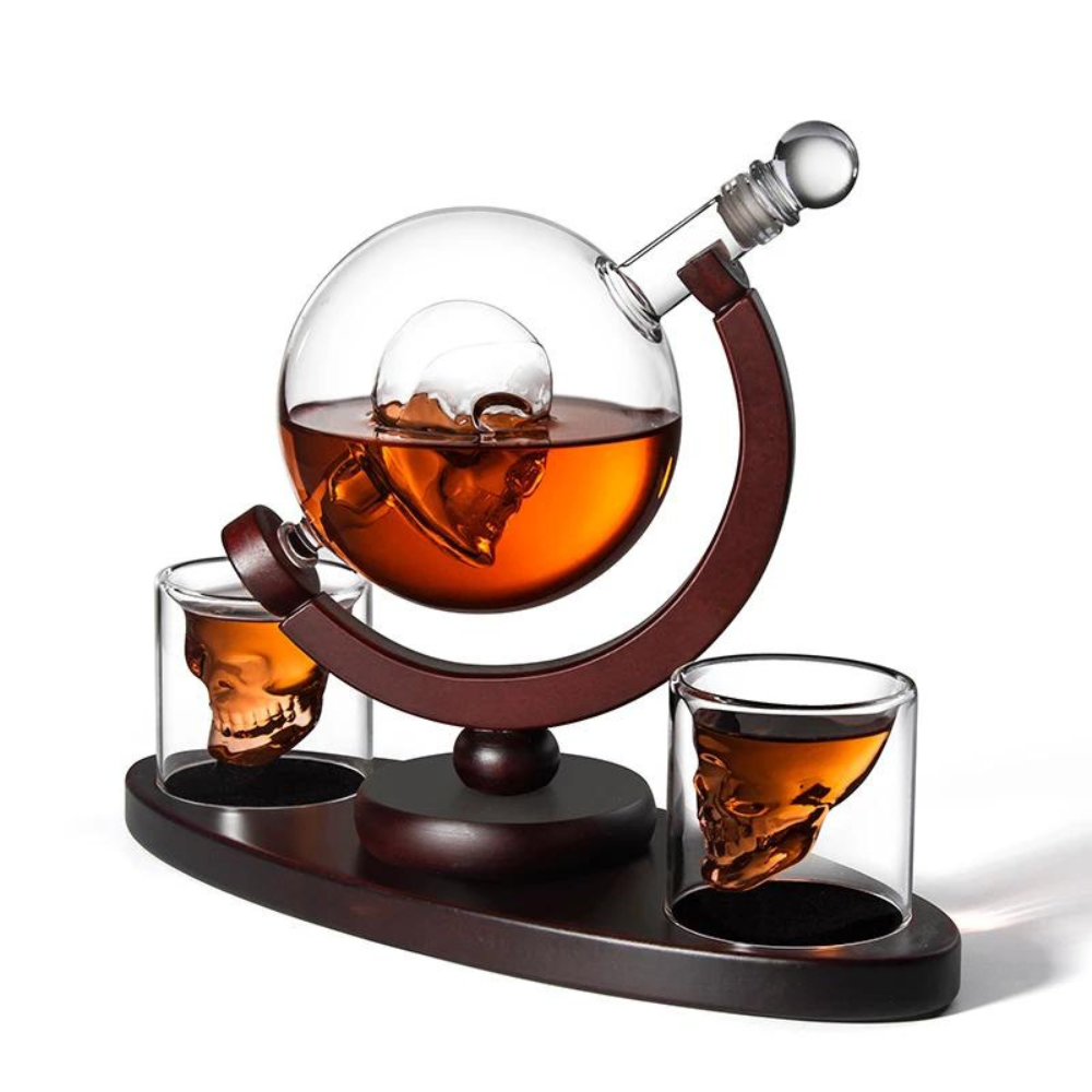 Skull Whiskey Decanter Set with 2 Shot Glasses-Wine and Whiskey Decanter