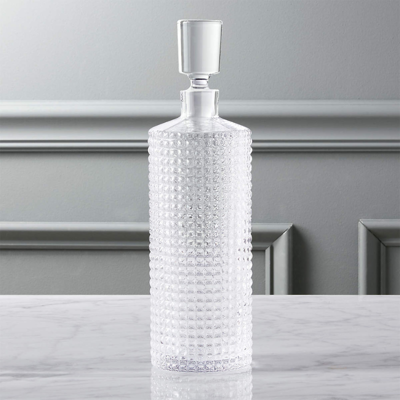 Textured Glass Stud Decanter-Wine and Whiskey Decanter