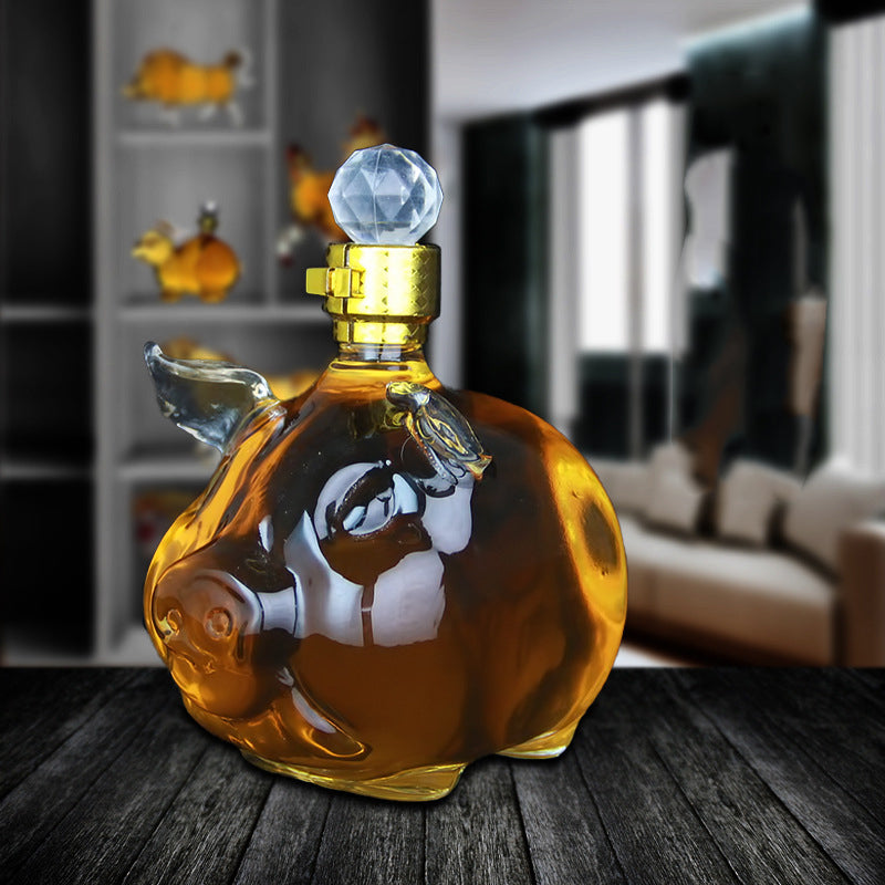 Pig Shaped Glass Decanter