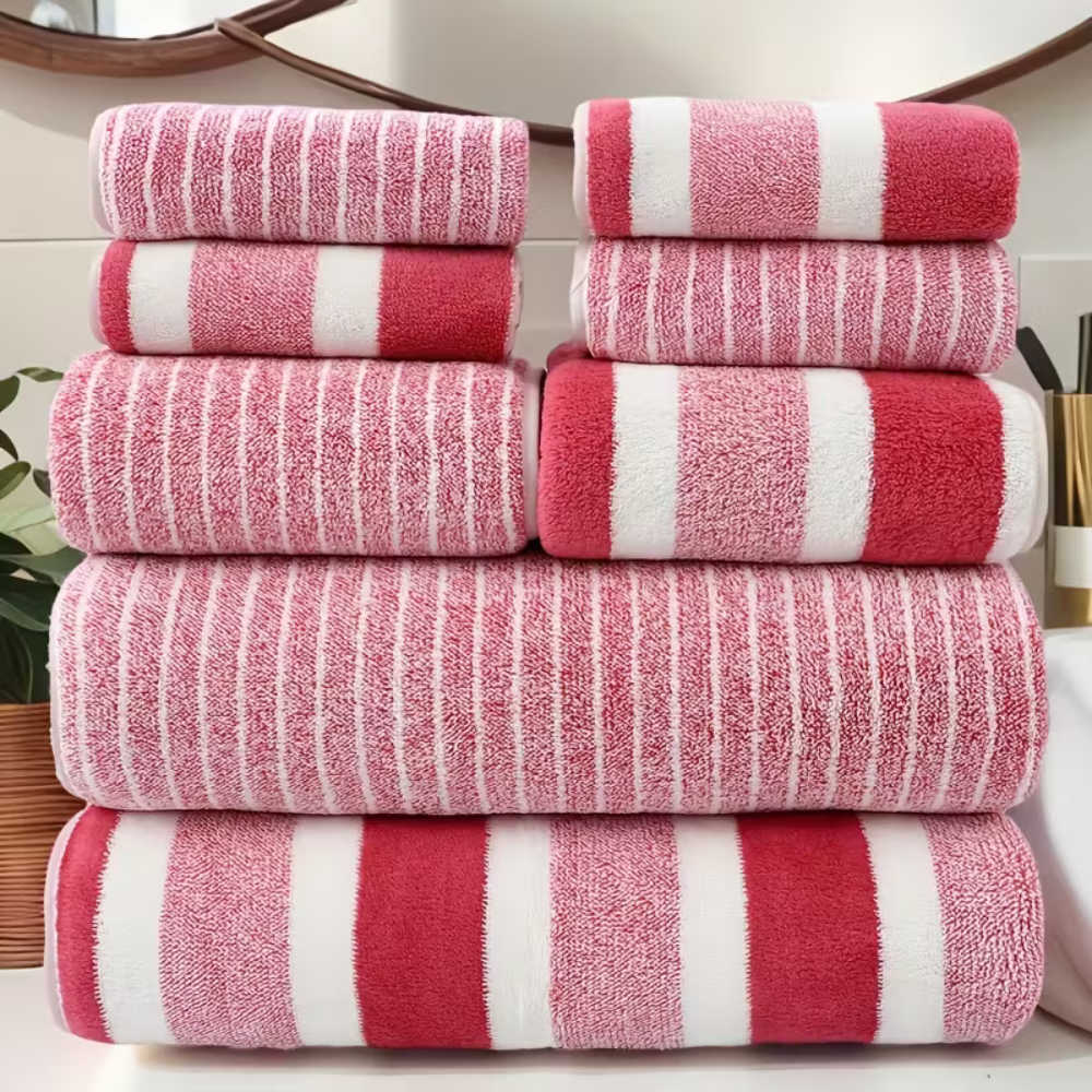 Striped 8 Piece Absorbent Towel Set