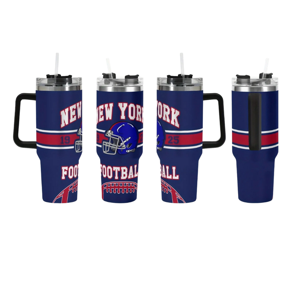40oz New York Giants Football Themed Travel Tumbler With Handle
