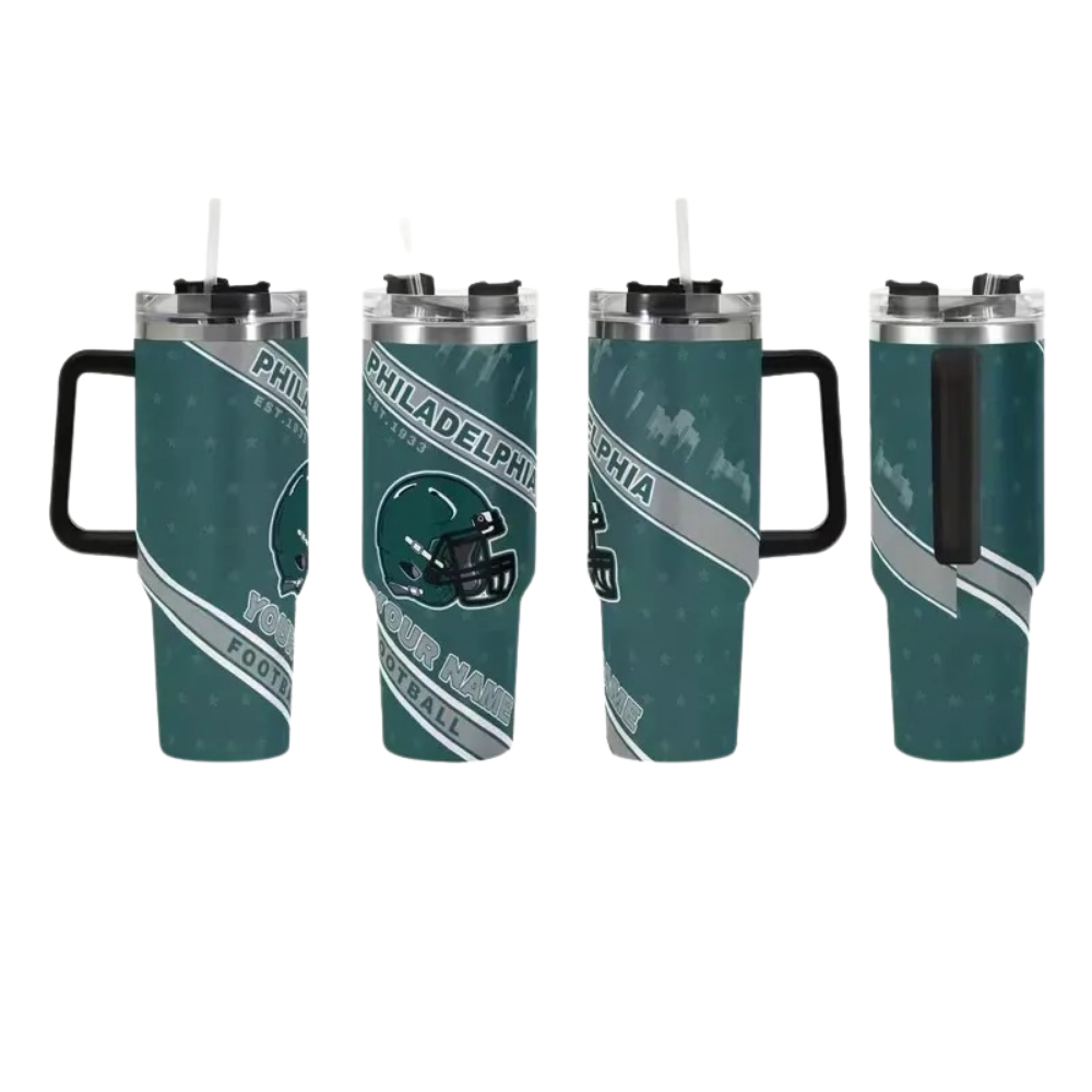 Philadelphia Eagles Football Themed Stainless Steel Travel Tumbler