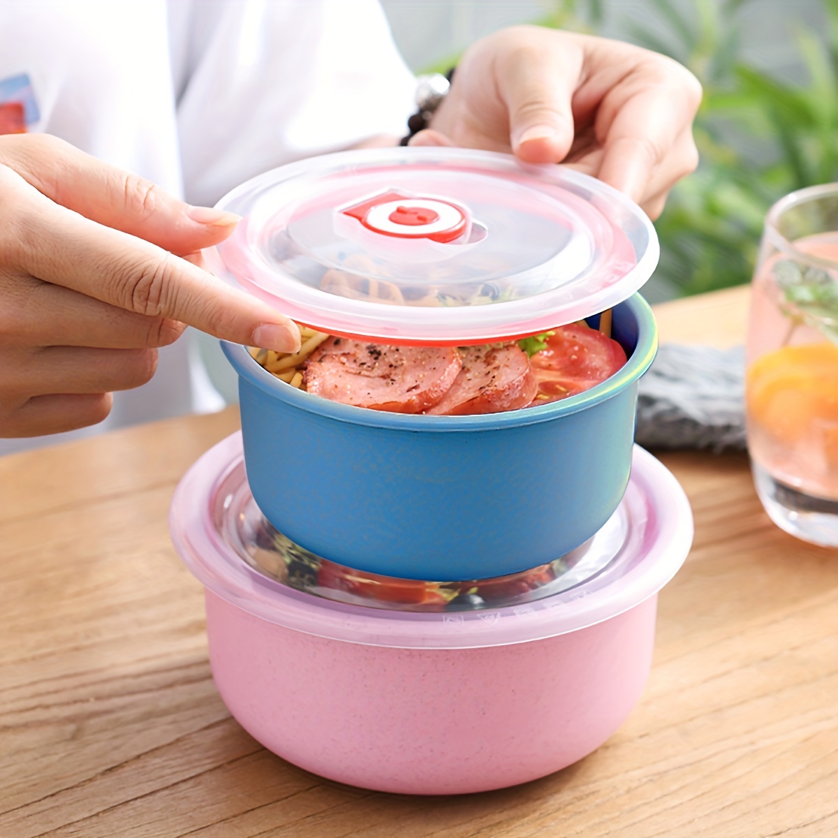 3 Piece Leakproof Food Storage Containers Set with Lids - BPA Free Kitchen Meal Prep