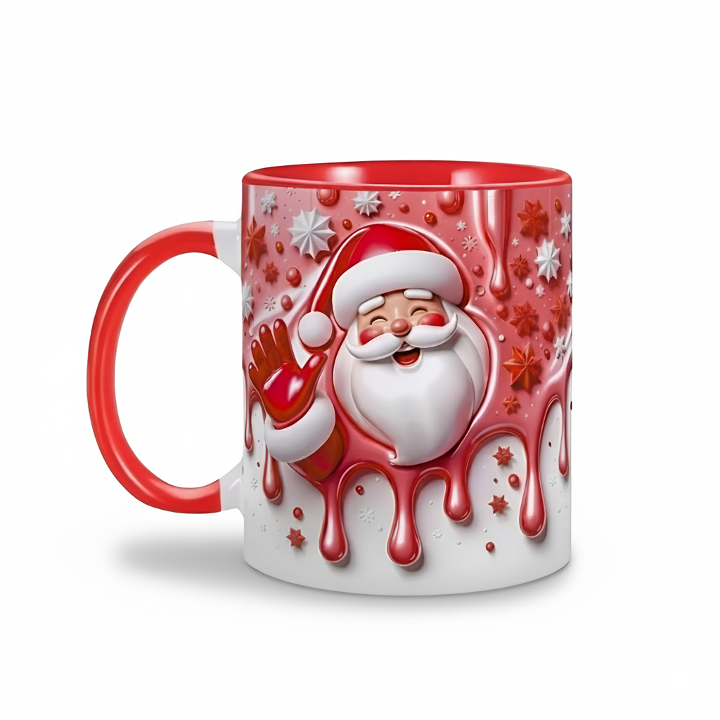 3D Santa Christmas Ceramic Coffee Mug With Realistic Santa Claus
