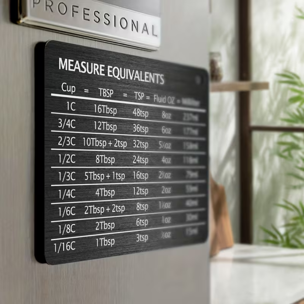 2 Pack Of Stainless Steel Fridge Magnet Conversion Chart