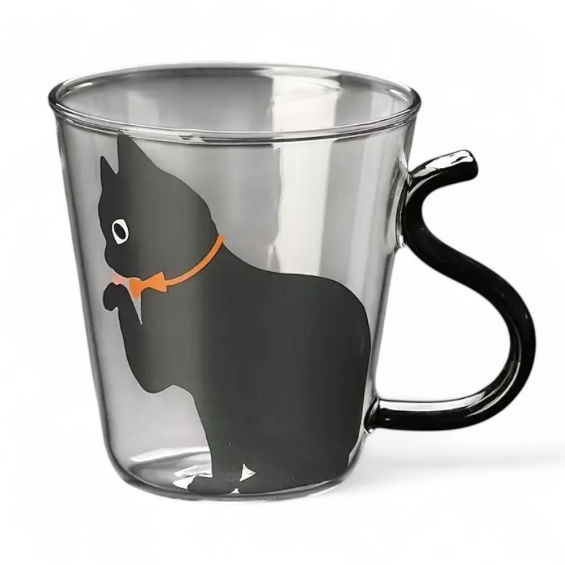 Cat Printed Borosilicate Glass Mug