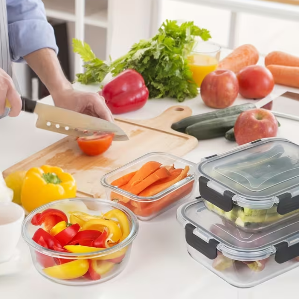 Glass Food Storage Containers 12 Piece Set - Airtight Meal Prep Containers with Lids, Microwave & Oven Safe