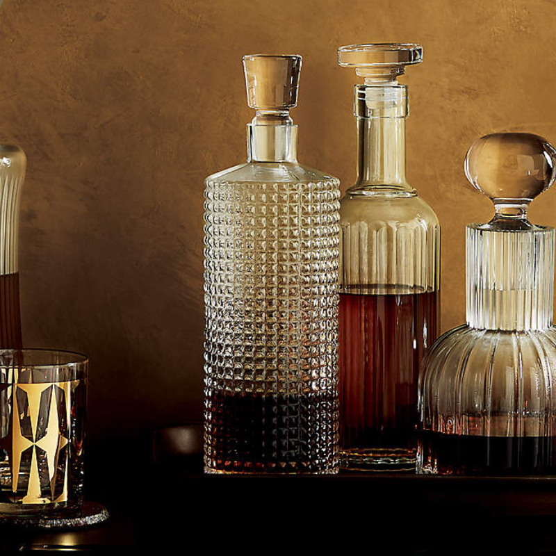 Textured Glass Stud Decanter-Wine and Whiskey Decanter