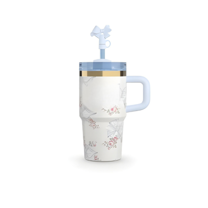 Floral Pattern Insulated Tumbler With Handle-Wine and Whiskey Decanter