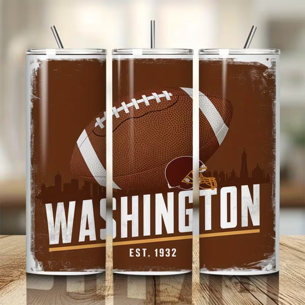 Washington Commanders Football Team Themed 20oz Stainless Steel Tumbler