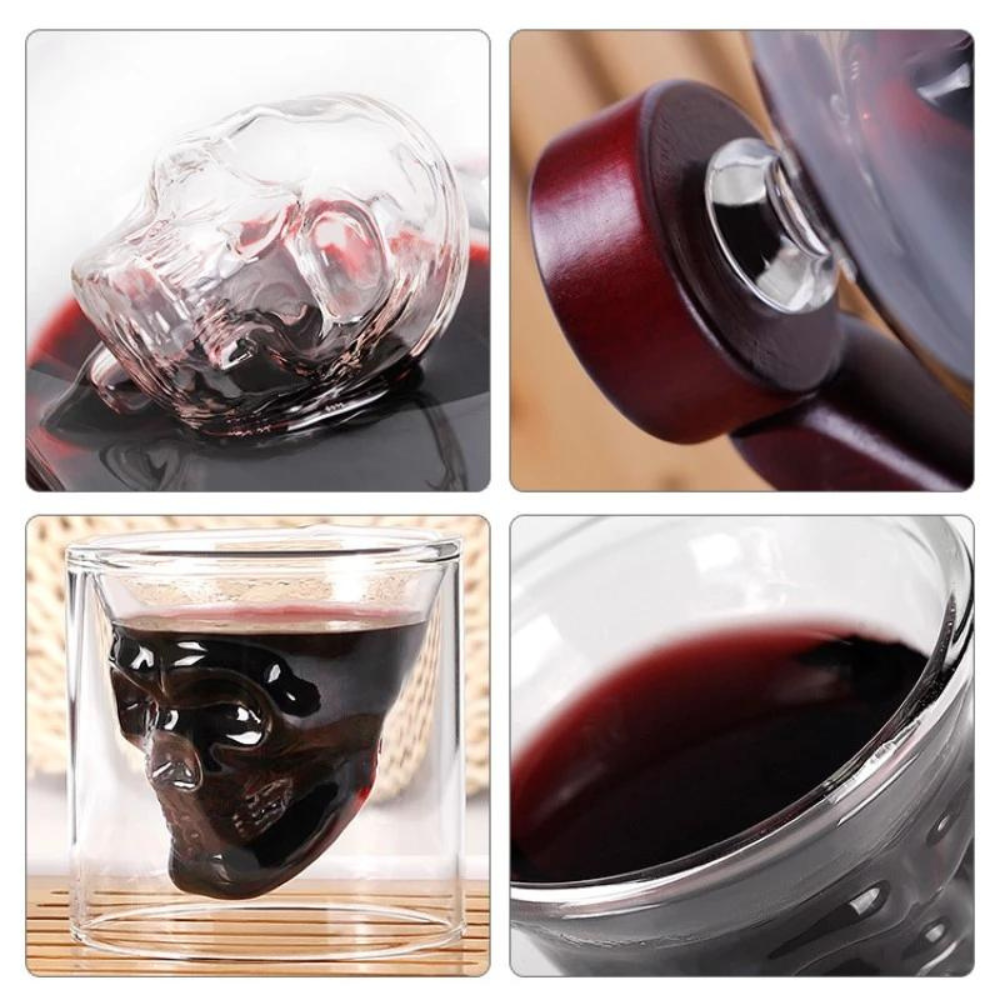 Skull Whiskey Decanter Set with 2 Shot Glasses-Wine and Whiskey Decanter