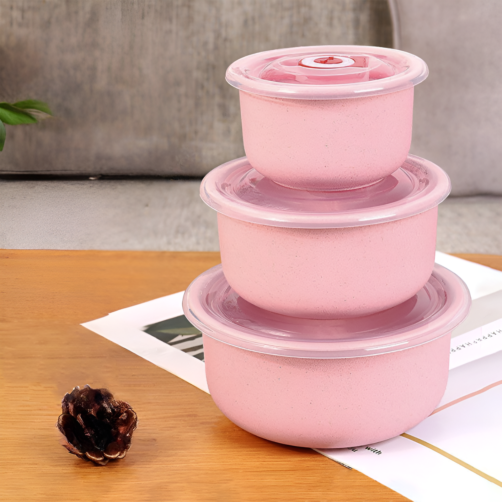 3 Piece Leakproof Food Storage Containers Set with Lids - BPA Free Kitchen Meal Prep