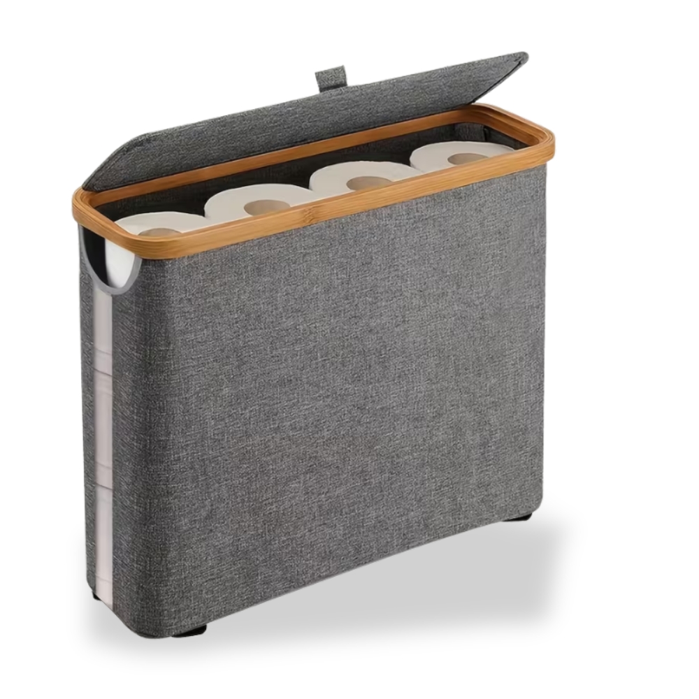 Toilet Paper Storage Basket With Bamboo Lid