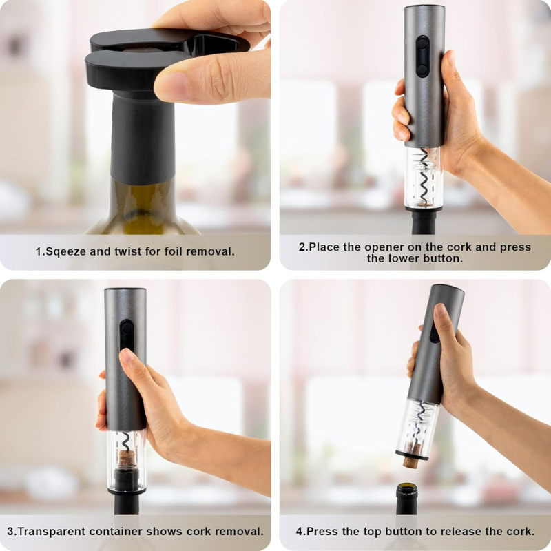 4 In 1 Wine Opener Set Uncork Pour And Preserve Effortlessly-Wine and Whiskey Decanter