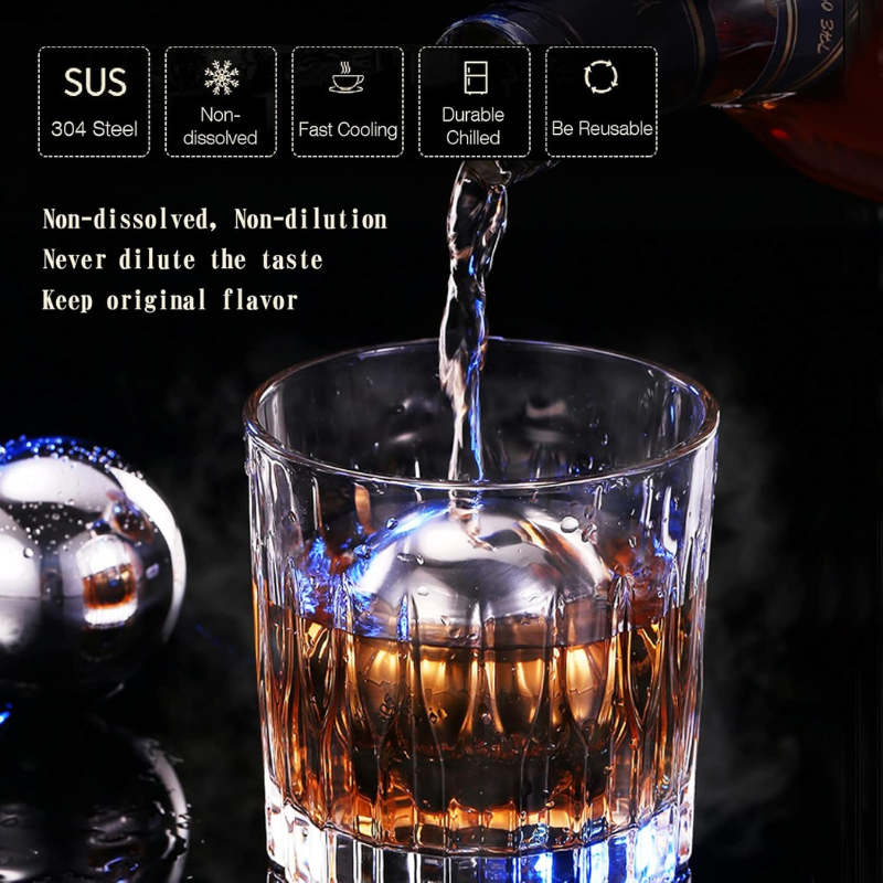 4-Piece Ball Shape Whiskey Stones Set With Coasters And Tongs-Wine and Whiskey Decanter