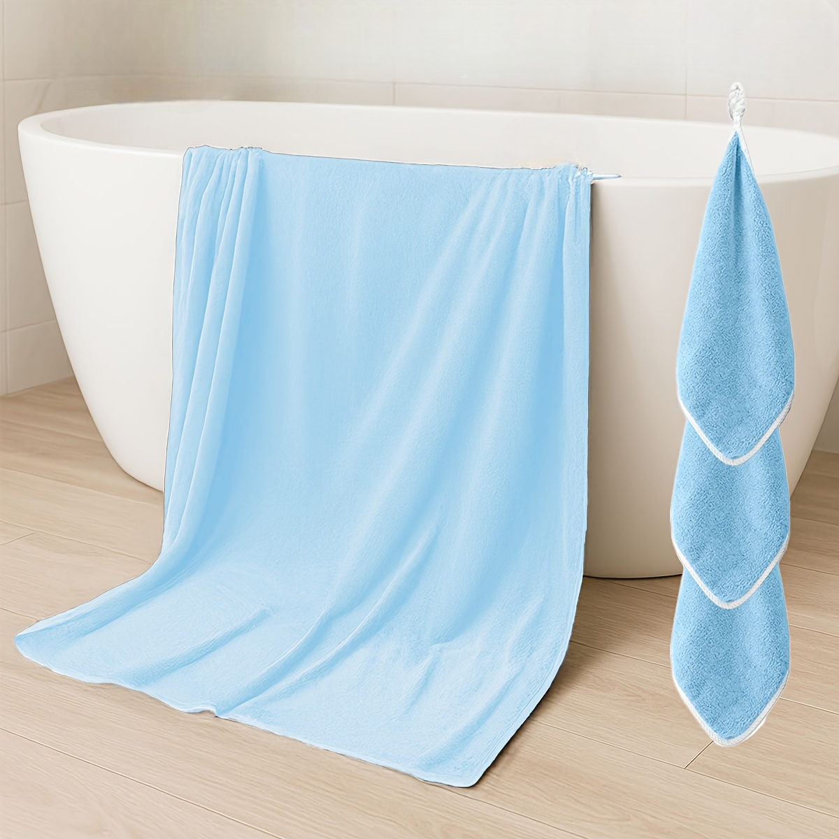 4pcs Towels Set includes 1pc Extra Large Towel and 3pcs Hand Towels Multifunctions