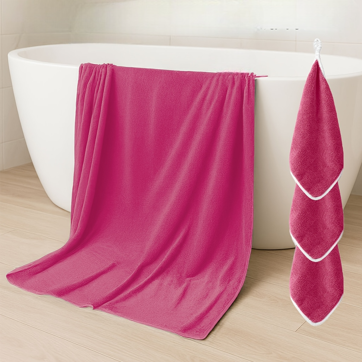 4pcs Towels Set includes 1pc Extra Large Towel and 3pcs Hand Towels Multifunctions