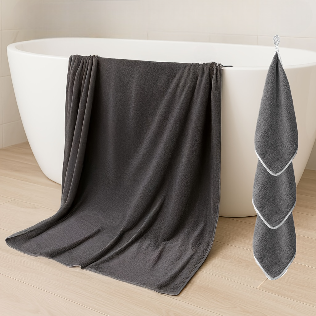 4pcs Towels Set includes 1pc Extra Large Towel and 3pcs Hand Towels Multifunctions