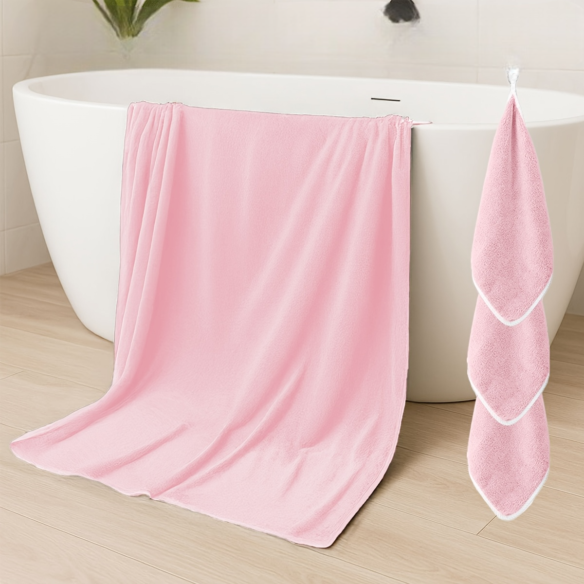 4pcs Towels Set includes 1pc Extra Large Towel and 3pcs Hand Towels Multifunctions