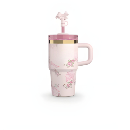 Floral Pattern Insulated Tumbler With Handle-Wine and Whiskey Decanter