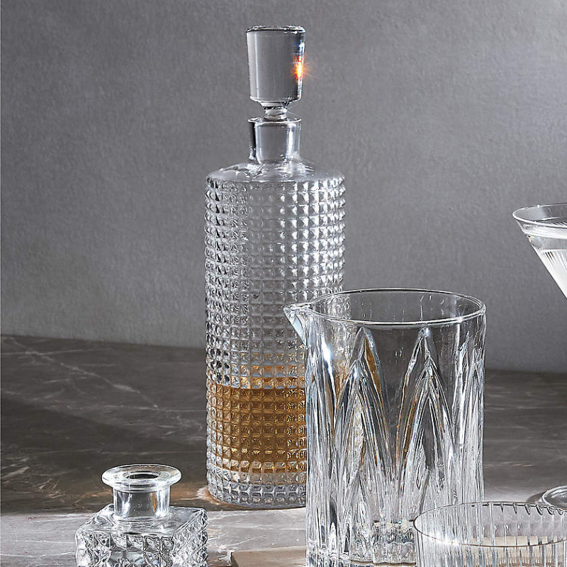 Textured Glass Stud Decanter-Wine and Whiskey Decanter
