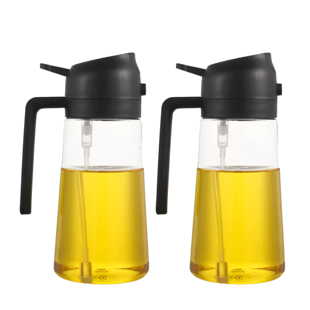 Set of Two Pour Oil Vinegar Bottles – Precise Dispensing for Oils-Wine and Whiskey Decanter