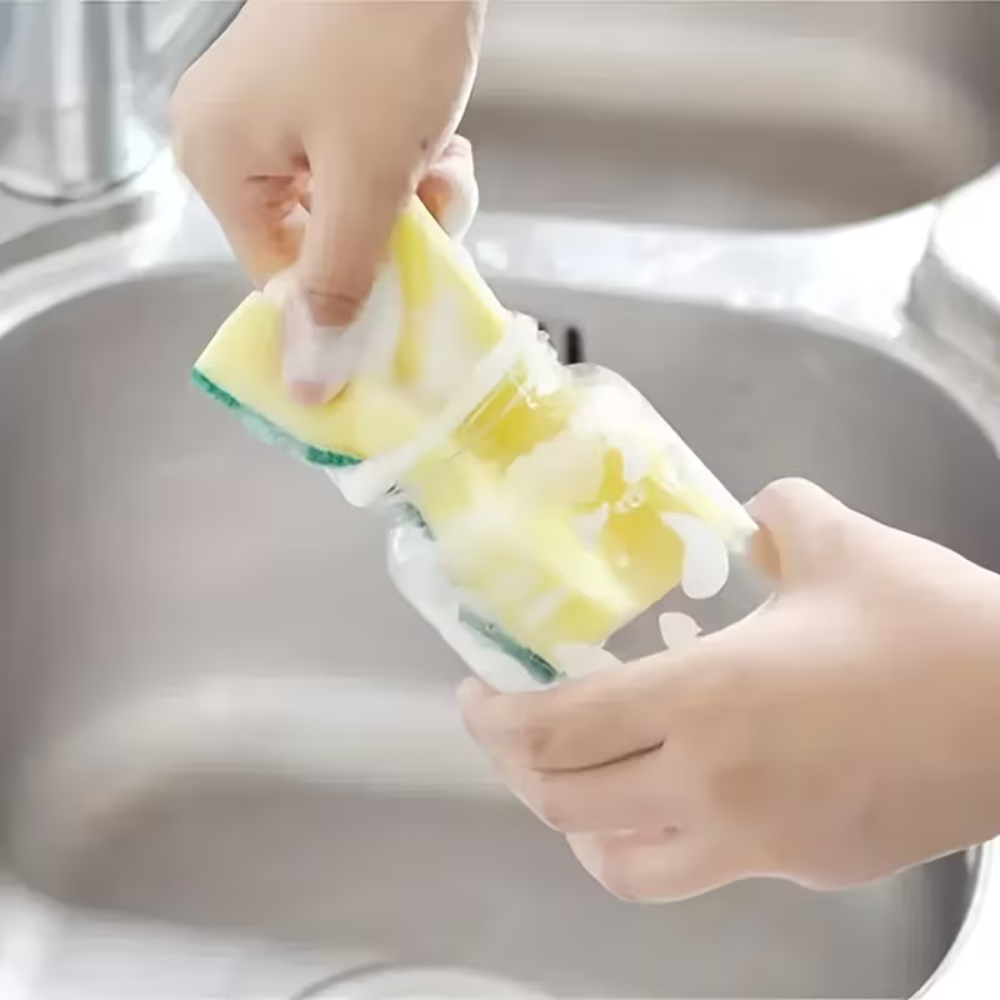 Dual Action Absorbent Kitchen Scrubber Sponge - Heavy Duty Dish Cleaning Pads for Pots, Pans & Countertops