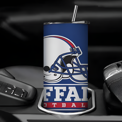 Buffalo Bills Football Themed 20oz Insulated Tumbler With Lid And Straw