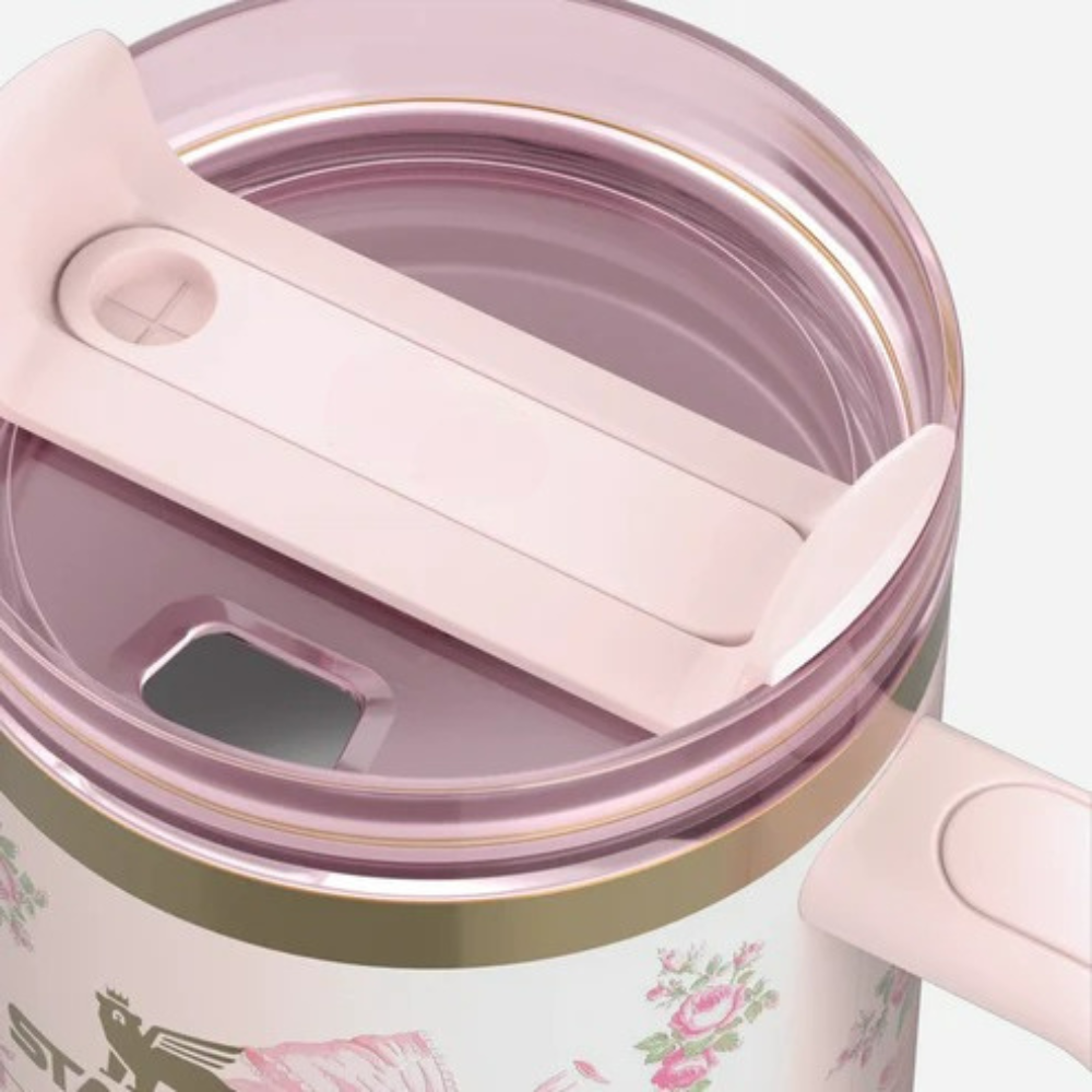 Floral Print Insulated Tumbler With Handle And Straw Lid-Wine and Whiskey Decanter