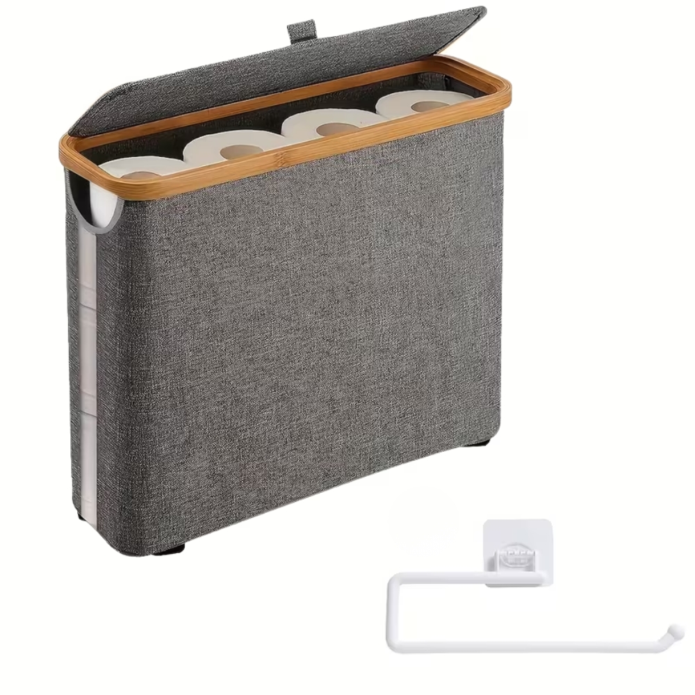 Toilet Paper Storage Basket With Bamboo Lid