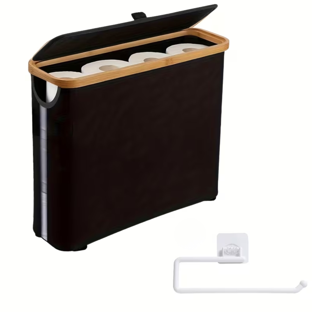 Toilet Paper Storage Basket With Bamboo Lid