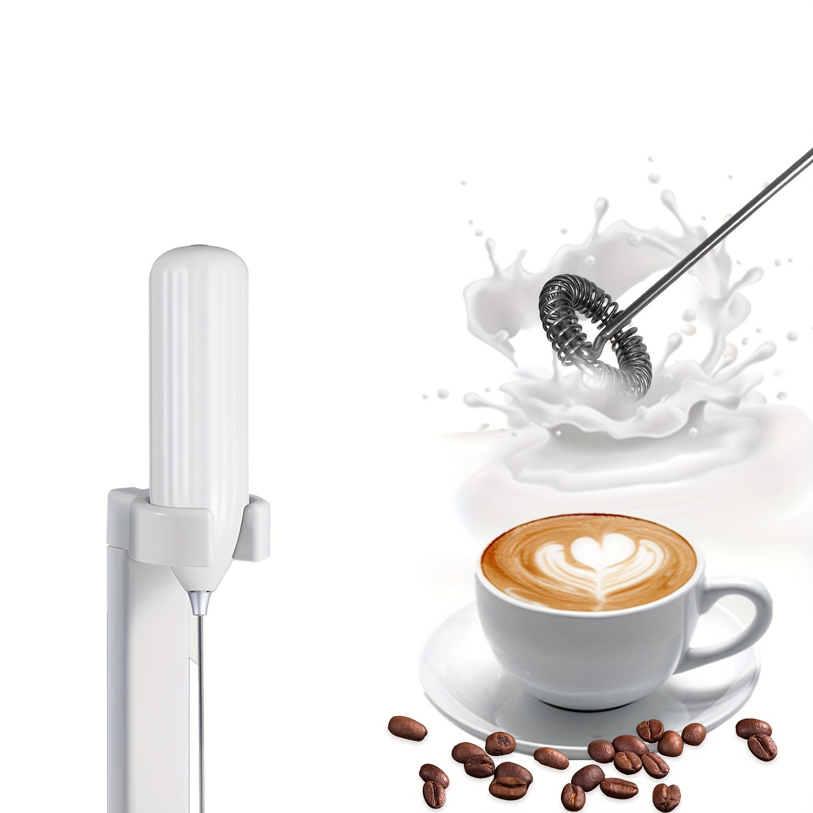Electric Milk Frother, Milk Foam Maker, Requires Batteries (Not Included) Stainless Steel Beverage Mixer, Portable Electric Whisk for Coffee, Latte, Cappuccino, Chocolate, Matcha Foam Creator, Mini Coffee Blender, Handheld Mixer