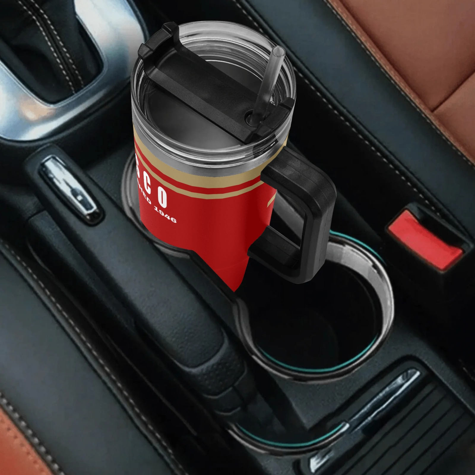 40oz San Francisco 49ers Football Themed Stainless Steel Travel Tumbler