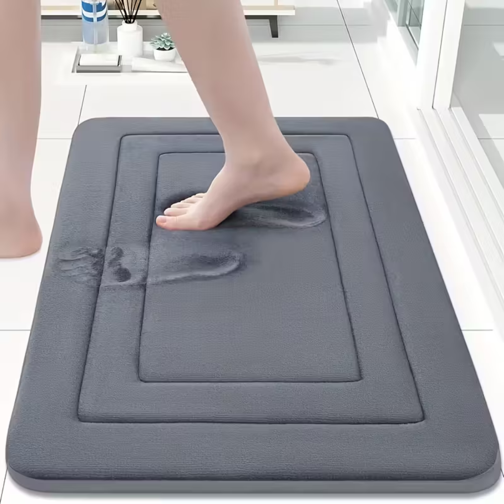 Geometric Non Slip Bathroom Rug - Patterned Bath Mat Washable Microfiber Floor Mat for Shower
