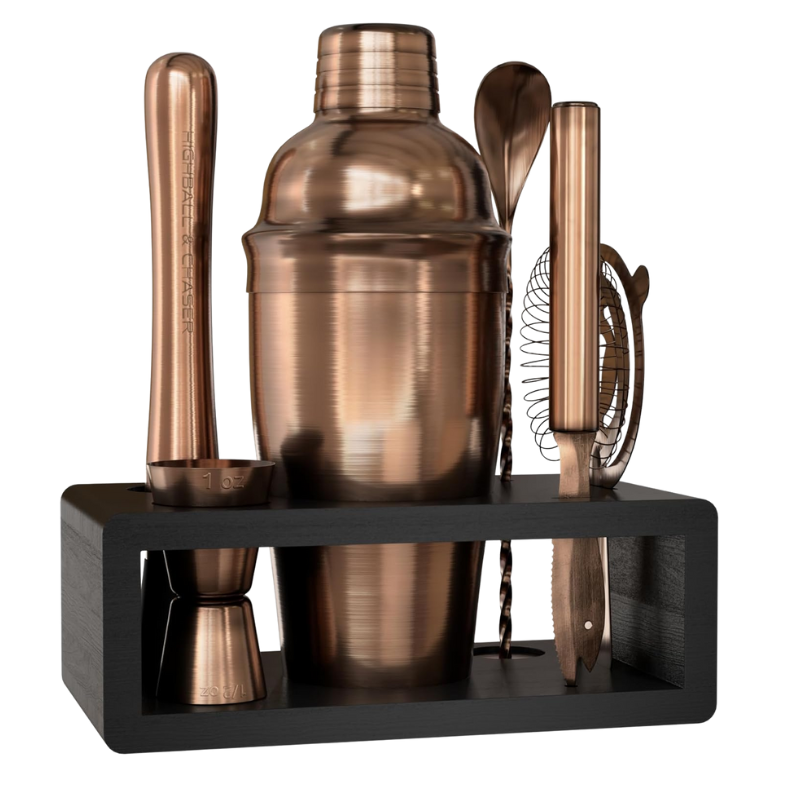 6 Piece Cocktail Shaker Set For Stainless Steel And Organized Stand-Wine and Whiskey Decanter