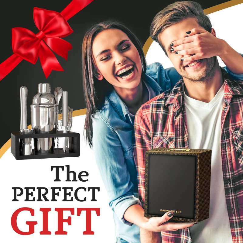 6 Piece Cocktail Shaker Set For Stainless Steel And Organized Stand-Wine and Whiskey Decanter