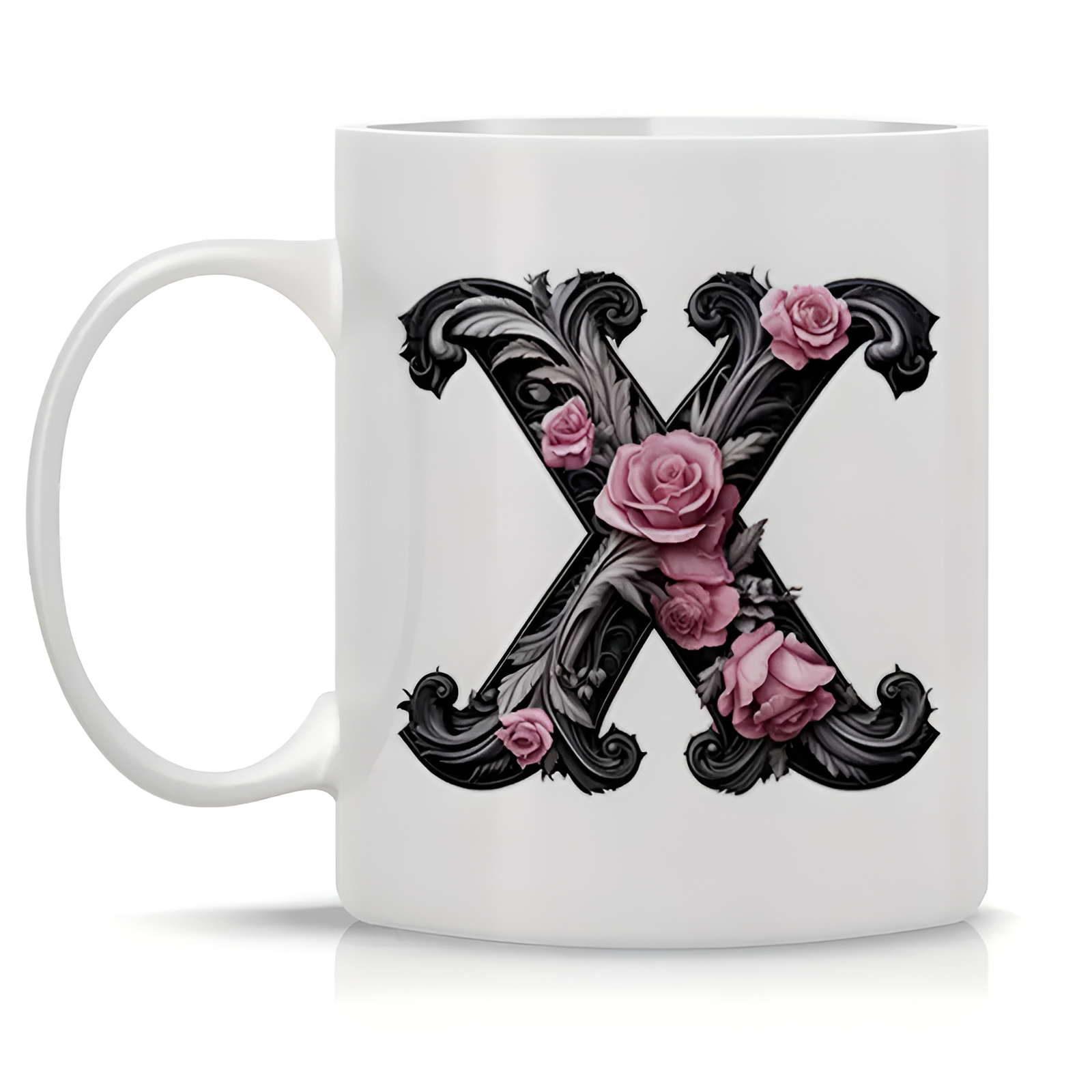 Floral Alphabet Printed Ceramic Coffee Mug