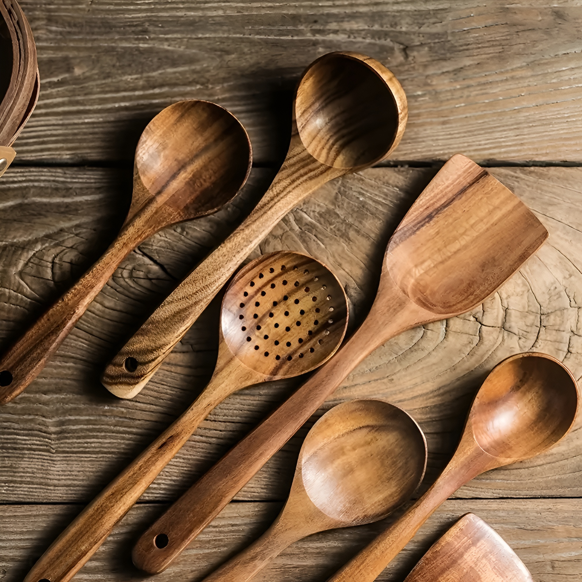 5 Pieces Of Wooden Kitchen Utensils Set For Everyday Cooking Use