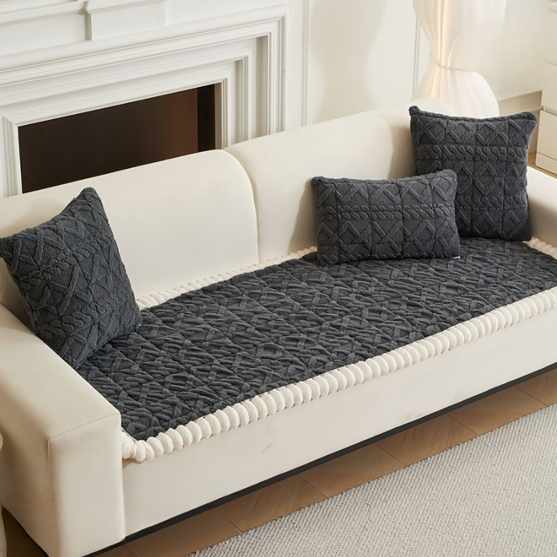Quilted Sofa Cushion Cover Thick Couch Slipcover Protector Washable
