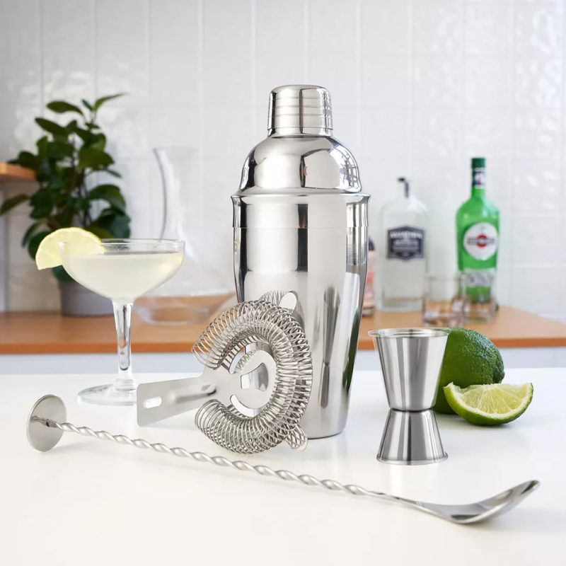 6 Pieces Cocktail Shaker Stainless Steel Bartender Kit-Wine and Whiskey Decanter