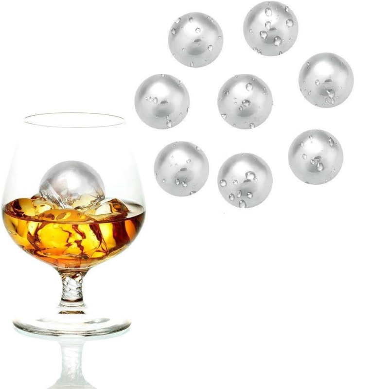 Stainless Steel Whiskey Stones 6 Pieces Reusable Cooling Balls-Wine and Whiskey Decanter