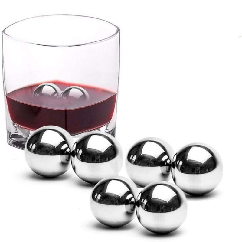 Stainless Steel Whiskey Stones 6 Pieces Reusable Cooling Balls-Wine and Whiskey Decanter