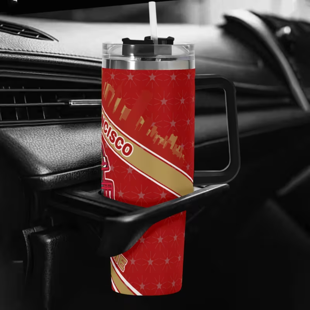 Football Tumbler 40oz Stainless Steel Insulated Cup with Handle