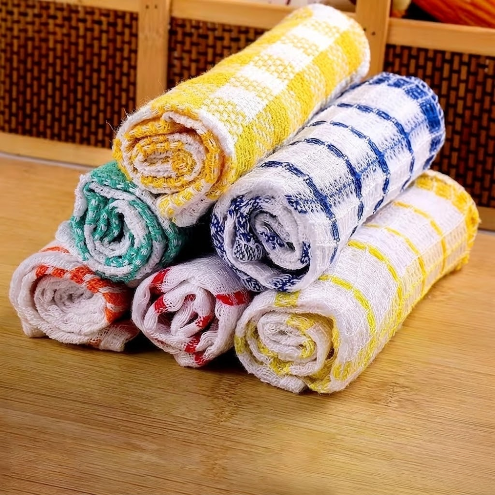 Set Of 12 Waffle Weave Space Theme Dish Cloths