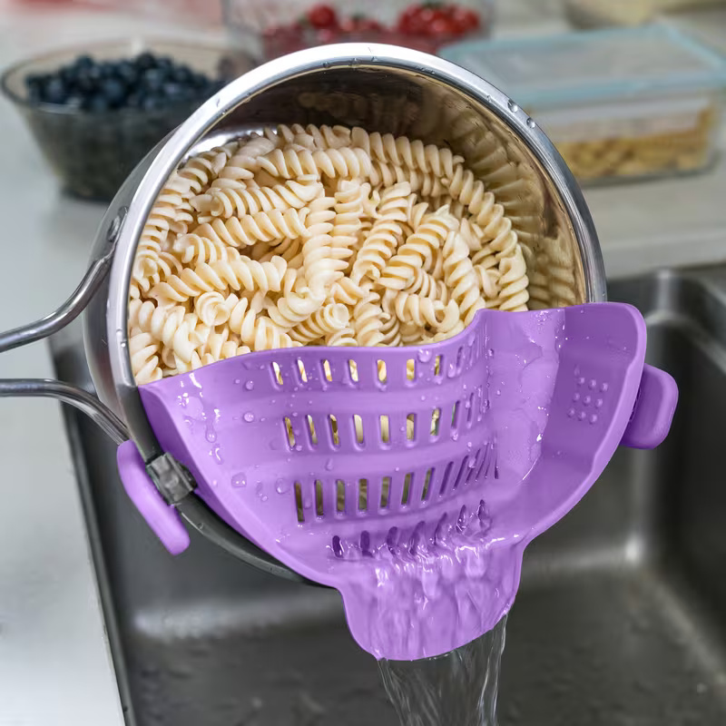 Clip On Pot Strainer For Pasta Vegetables Kitchen Colander Tool