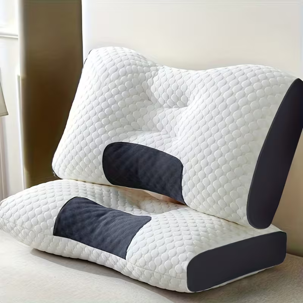 2 Pack Adjustable Cervical Neck Support Pillow - Ergonomic Memory Foam Sleeping Pillow