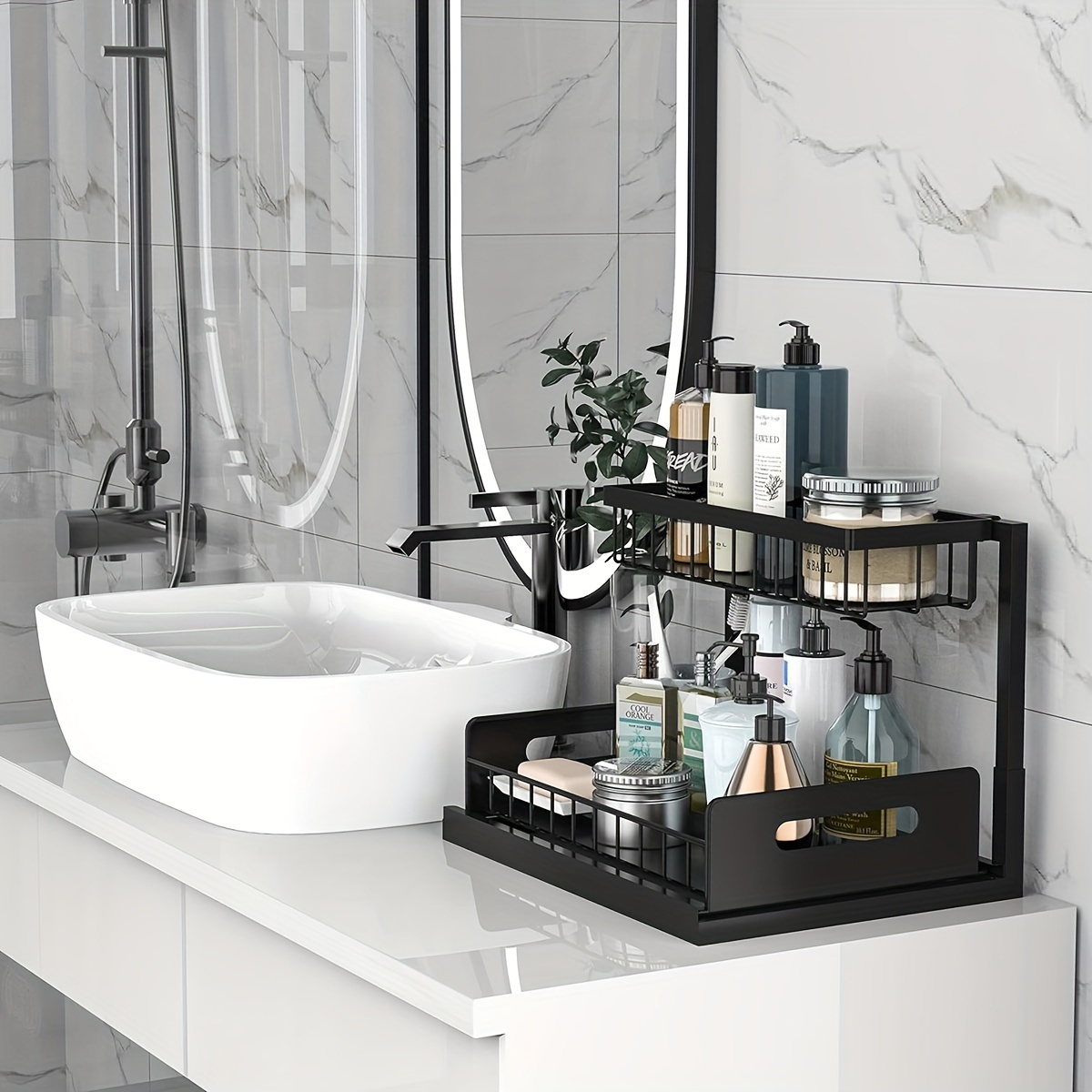 Two Tier Cabinet Organizer For Bathroom And Kitchen