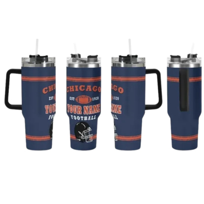 Custom Chicago Bears Football Team Themed Tumbler With Handle And Lid