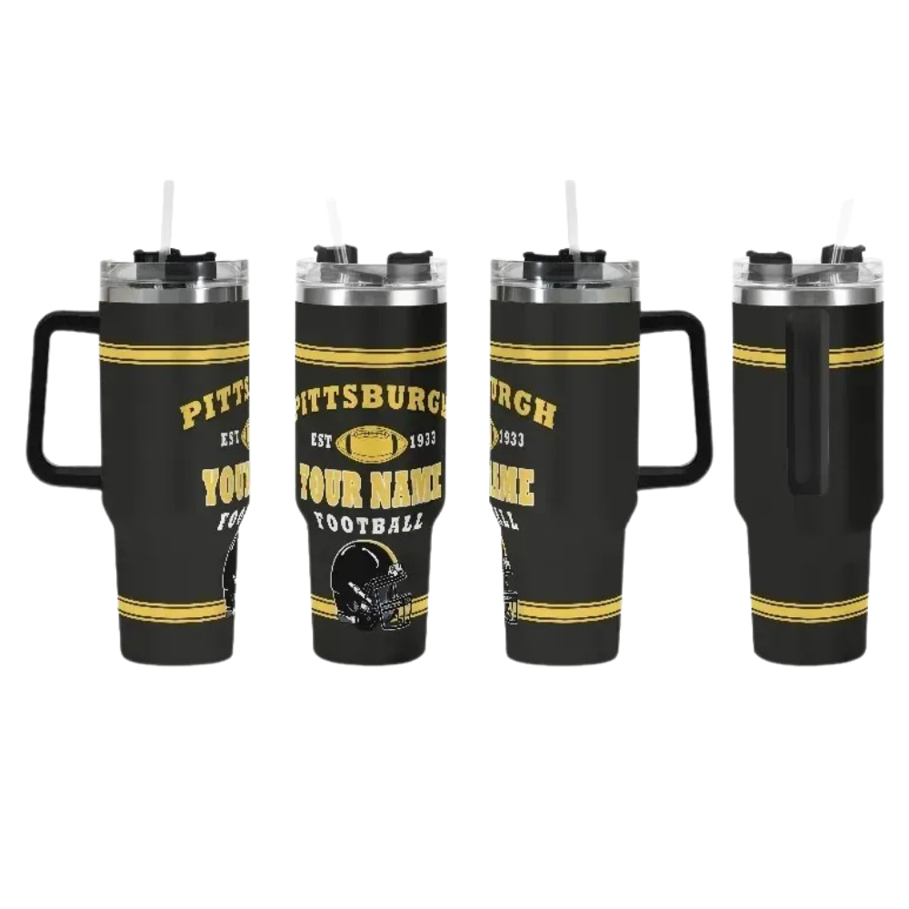 40oz Pittsburgh Steelers Football Team Personalized Themed Stainless Steel Travel Mug