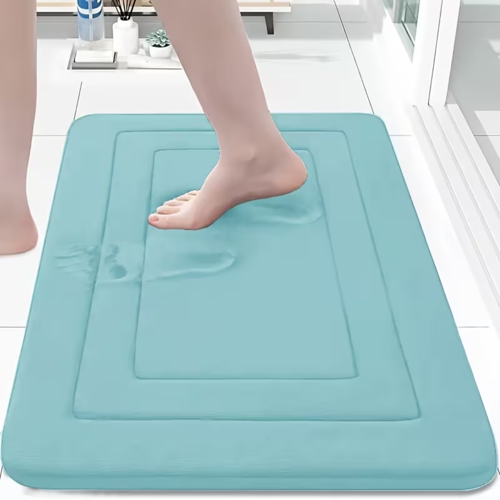 Geometric Non Slip Bathroom Rug - Patterned Bath Mat Washable Microfiber Floor Mat for Shower